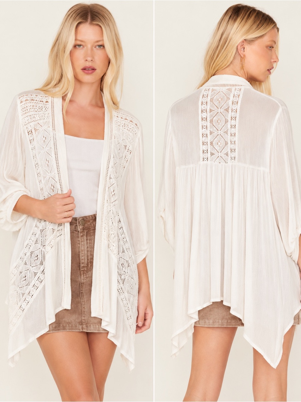 Wrangler Large Crocheted Rayon Open Front Cardigan